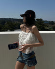 WARDEN EDGE Collar-Waist Deconstructed Denim Shorts - PINKPARKS