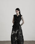 DOINDULGE Drape Shoulder Vest with Asymmetric Hemline and Textured Knit