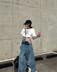 WARDEN EDGE Graffiti Puppy Graphic Cropped Tee - PINKPARKS