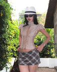 ROVENTE Sculpted Tie-Neck Corset Top - PINKPARKS