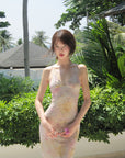 DreamyNerd Floral Sheer Backless Slip Dress - PINKPARKS