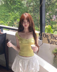 DreamyNerd Eyelet Bubble Mini Skirt - PINKPARKS