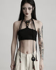 DOINDULGE Sculpted Embellished Halter Top