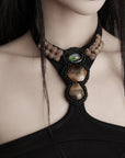 DOINDULGE Sculpted Embellished Halter Top