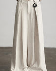 DOINDULGE Raw-Texture Wide-Leg Pants with Hand-Stitched Details