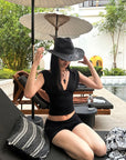 ROVENTE Gathered Tank & Mini Shorts Set in Black - PINKPARKS