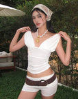 ROVENTE Draped Fitted Tank & Shorts Set - PINKPARKS