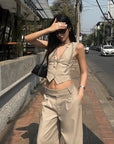 ROVENTE Tailored Vest with Lace Panel Back - PINKPARKS