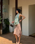 ROVENTE Asymmetric Drape Midi Skirt - PINKPARKS