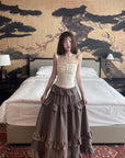 DreamyNerd Ruffle Strap Lace-Trimmed Corset Top - PINKPARKS
