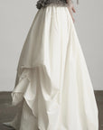 DOINDULGE Layered Cotton Skirt with Asymmetric Draped Hem