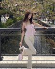 DreamyNerd Rosette Flared Knit Pants - PINKPARKS