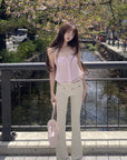 DreamyNerd Rosette Flared Knit Pants - PINKPARKS