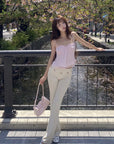 DreamyNerd Rosette Flared Knit Pants - PINKPARKS