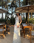 ROVENTE Sequin Halter Maxi Dress with Keyhole Front - PINKPARKS