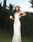 ROVENTE Sequin Halter Maxi Dress with Keyhole Front - PINKPARKS