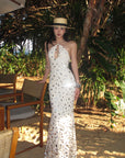 ROVENTE Sequin Halter Maxi Dress with Keyhole Front - PINKPARKS