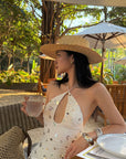 ROVENTE Sequin Halter Maxi Dress with Keyhole Front - PINKPARKS