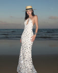 ROVENTE Sequin Halter Maxi Dress with Keyhole Front - PINKPARKS