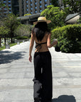 ROVENTE Pinstripe Tailored Wide-Leg Pants - PINKPARKS