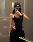 ROVENTE Lace-Trimmed Cut-Out Bodysuit - PINKPARKS