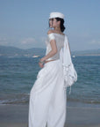 ROVENTE Off-Shoulder Corset Mesh Top in White - PINKPARKS