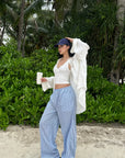 ROVENTE Riviera Striped Wide-Leg Pants - PINKPARKS