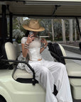 ROVENTE White Linen Wide-Leg Pants with Elastic Waist - PINKPARKS