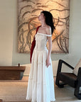 DreamyNerd Off-Shoulder Corset Maxi Dress with Tiered Ruffle Skirt - PINKPARKS