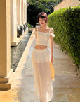 DreamyNerd Off-Shoulder Ruffle Strap Top & Flowing Skirt Set - PINKPARKS