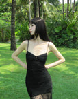 DreamyNerd Black Lace Fishtail Slip Dress - PINKPARKS