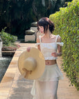 DreamyNerd Off-Shoulder Ruffle Strap Top & Flowing Skirt Set - PINKPARKS