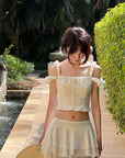 DreamyNerd Off-Shoulder Ruffle Strap Top & Flowing Skirt Set - PINKPARKS