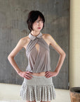 DreamyNerd Ruffled Dot Mesh Mini Skirt - PINKPARKS