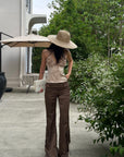 ROVENTE Satin Utility Flare Pants - PINKPARKS