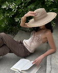 ROVENTE Rosette Detail Satin Camisole with Adjustable Straps - PINKPARKS