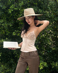 ROVENTE Rosette Detail Satin Camisole with Adjustable Straps - PINKPARKS