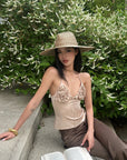 ROVENTE Rosette Detail Satin Camisole with Adjustable Straps - PINKPARKS