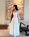 DreamyNerd Off-Shoulder Corset Maxi Dress with Tiered Ruffle Skirt - PINKPARKS