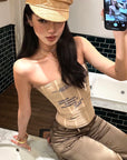 ROVENTE Strapless Mesh Corset Top - PINKPARKS