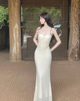 DreamyNerd Butterfly Appliqué Mesh Corset Maxi Dress - PINKPARKS
