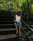 WARDEN EDGE Distressed Denim Shorts with Folded Hem & Ring Stitch - PINKPARKS
