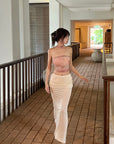 DreamyNerd Draped Hip Hugging Maxi Skirt with Soft Sheen and Flared Hem - PINKPARKS