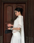ROVENTE Draped Layered Cape Blouse - PINKPARKS