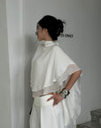 ROVENTE Draped Layered Cape Blouse - PINKPARKS