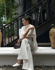 ROVENTE Draped Layered Cape Blouse - PINKPARKS