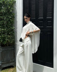ROVENTE Draped Layered Cape Blouse - PINKPARKS