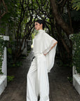 ROVENTE Draped Layered Cape Blouse - PINKPARKS