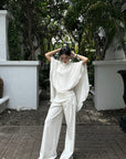 ROVENTE Draped Layered Cape Blouse - PINKPARKS