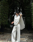 ROVENTE Draped Layered Cape Blouse - PINKPARKS
